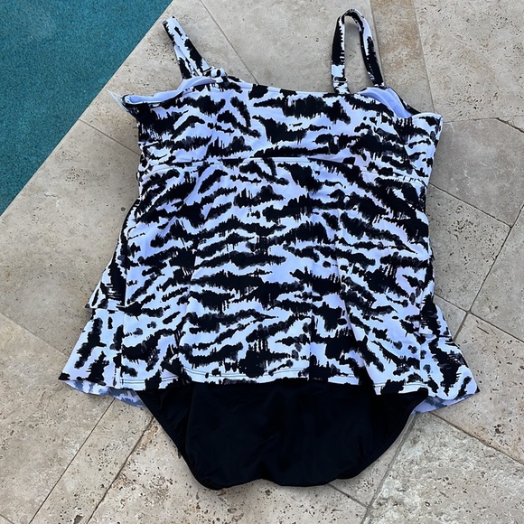 SWIM SOLUTIONS Tummy Control Triple Tier Fauxkini, Created For Macy's -Size 20W - Picture 3 of 11